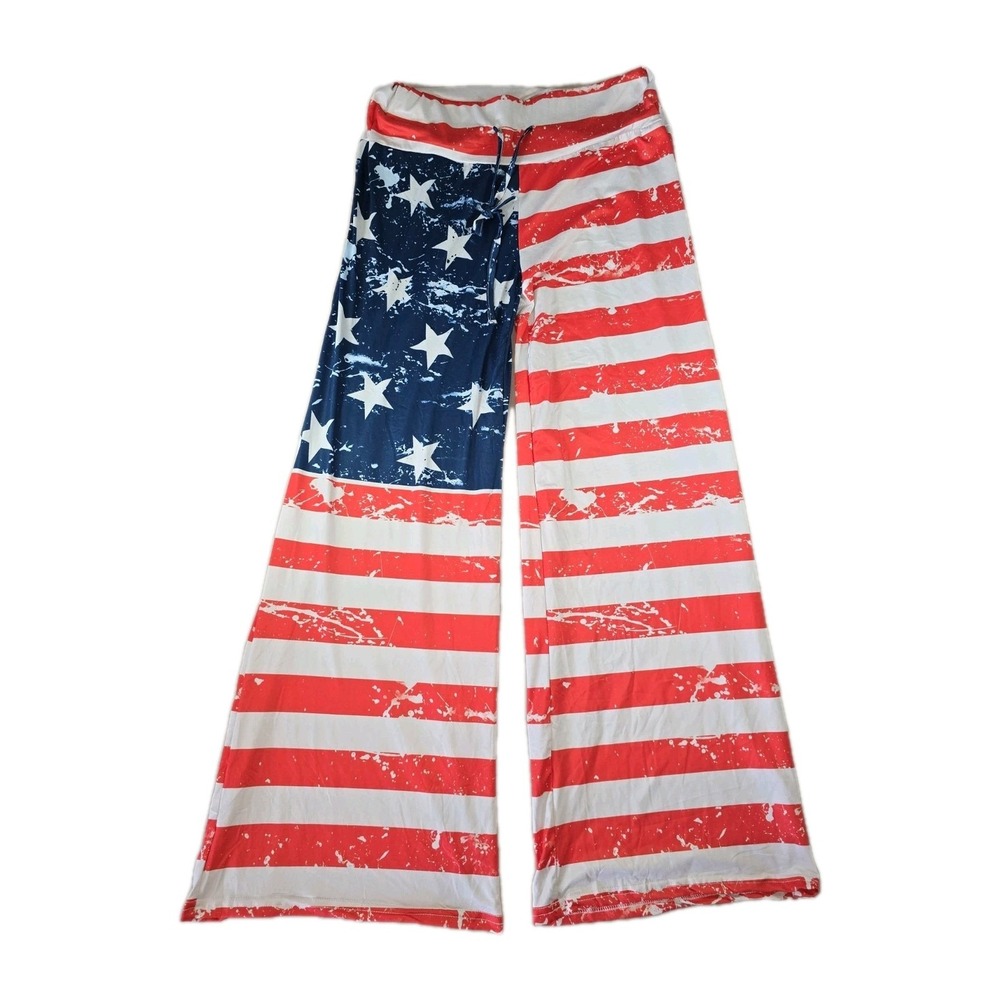American Flag Stretch Pull On Pants Large Womens